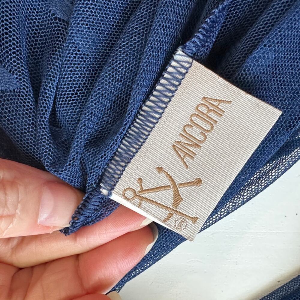 Ancora Navy Blue Polka Dot Sheer Scarf Wrap - Picture 12 of 15
